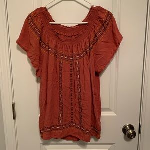 Xhilaration embroidered peasant top, size XL